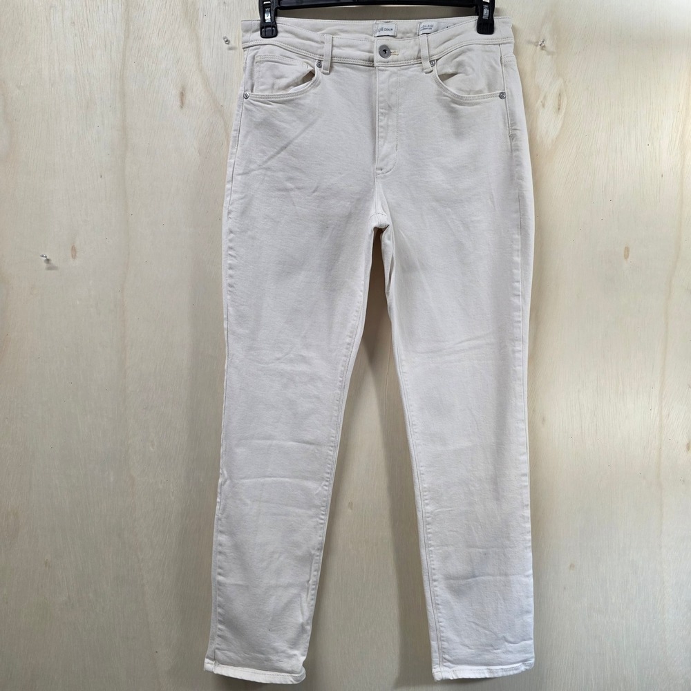 J.Jill Denim High-Rise Straight Leg Jeans Cream Off-White Size 10 Regular